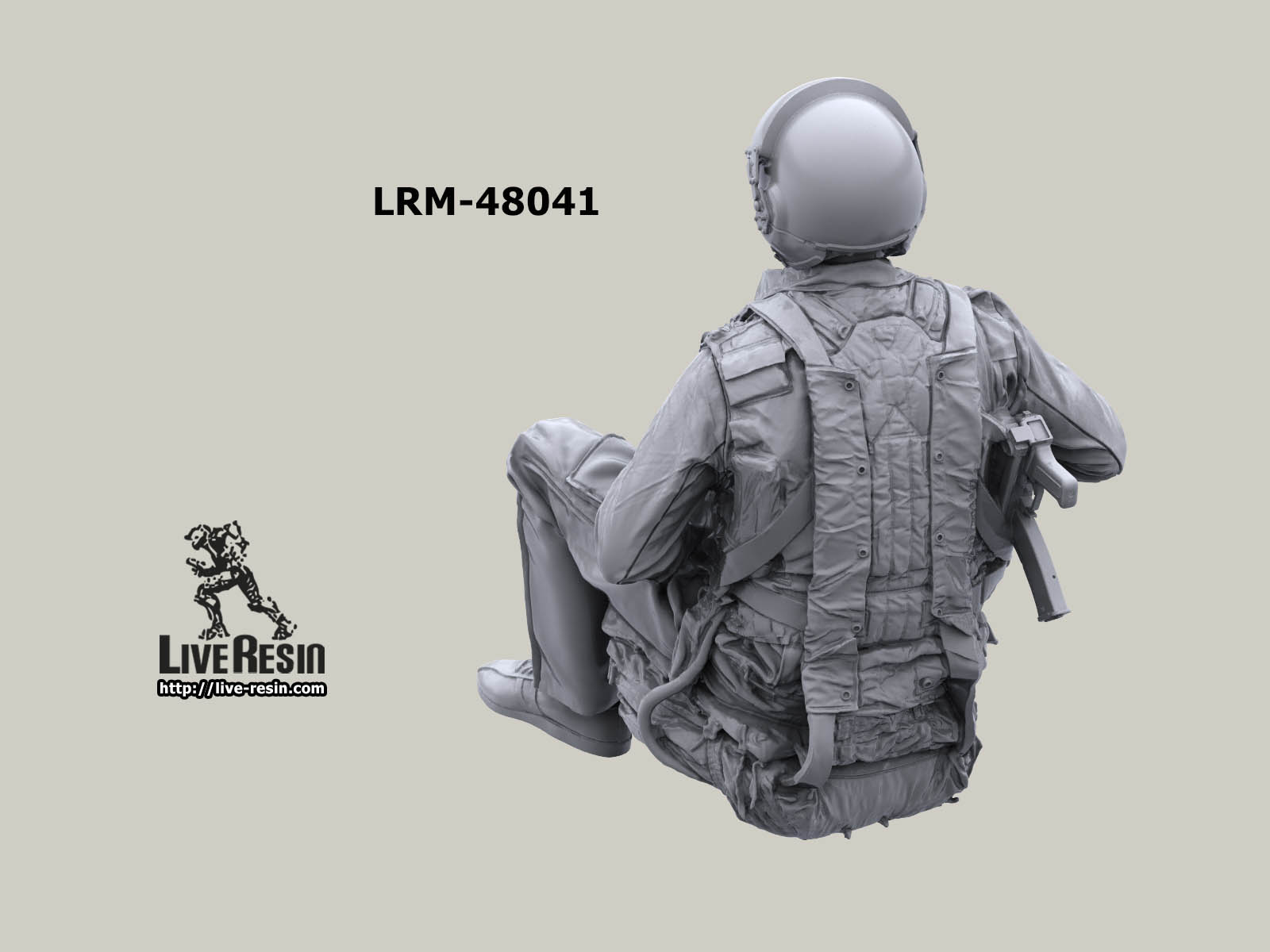 LRM48041 Советский пилот в кабине вертолета Ми-8, с парашютом С4У, фигура 10 Live Resin