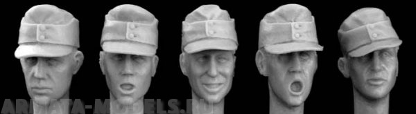 HGH01 5 heads, Ger. WW2 fieldcaps
