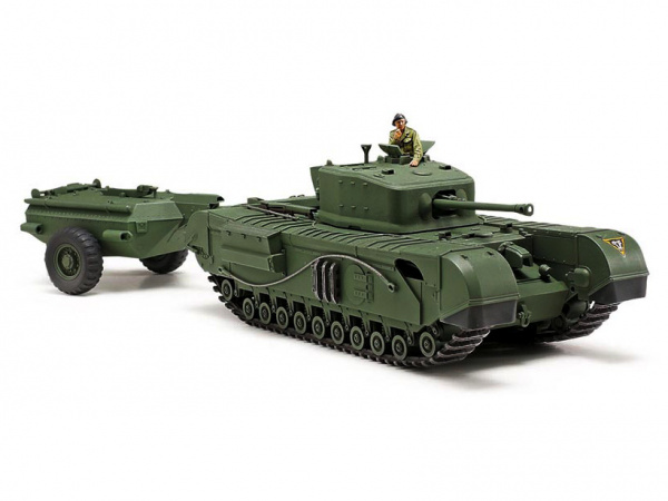 32594 1/48 английский танк BRITISH TANK CHURCHILL MK.VII Crocodile, с фигурой командира. Tamiya