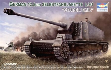 00350 САУ 12.8cm SELBSTFAHRLAFETTE L/61 STURER EMIL Trumpeter