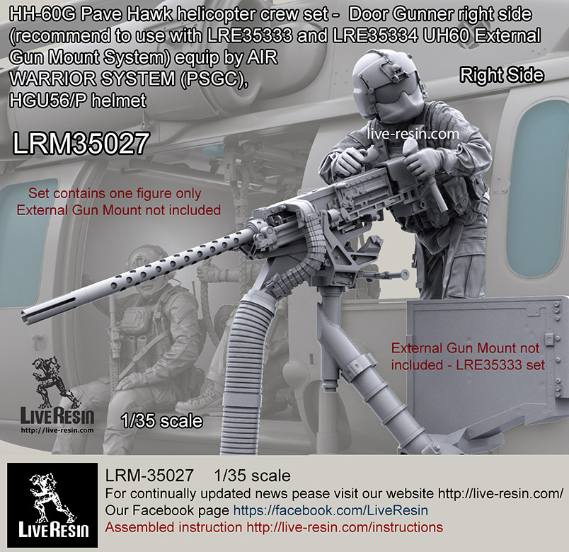 LRM35027 Экипаж Американского вертолета HH-60G Pave Hawk - Бортовой стрелок 2  в экипировке  AIR WARRIOR SYSTEM (PSGC), и шлеме HGU56/P