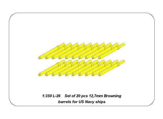 ABR-1:350-L-26  Дополнения для  Set of 20 pcs 12,7 mm (0.5in) Browning barrels for US Navy ships для  1/350