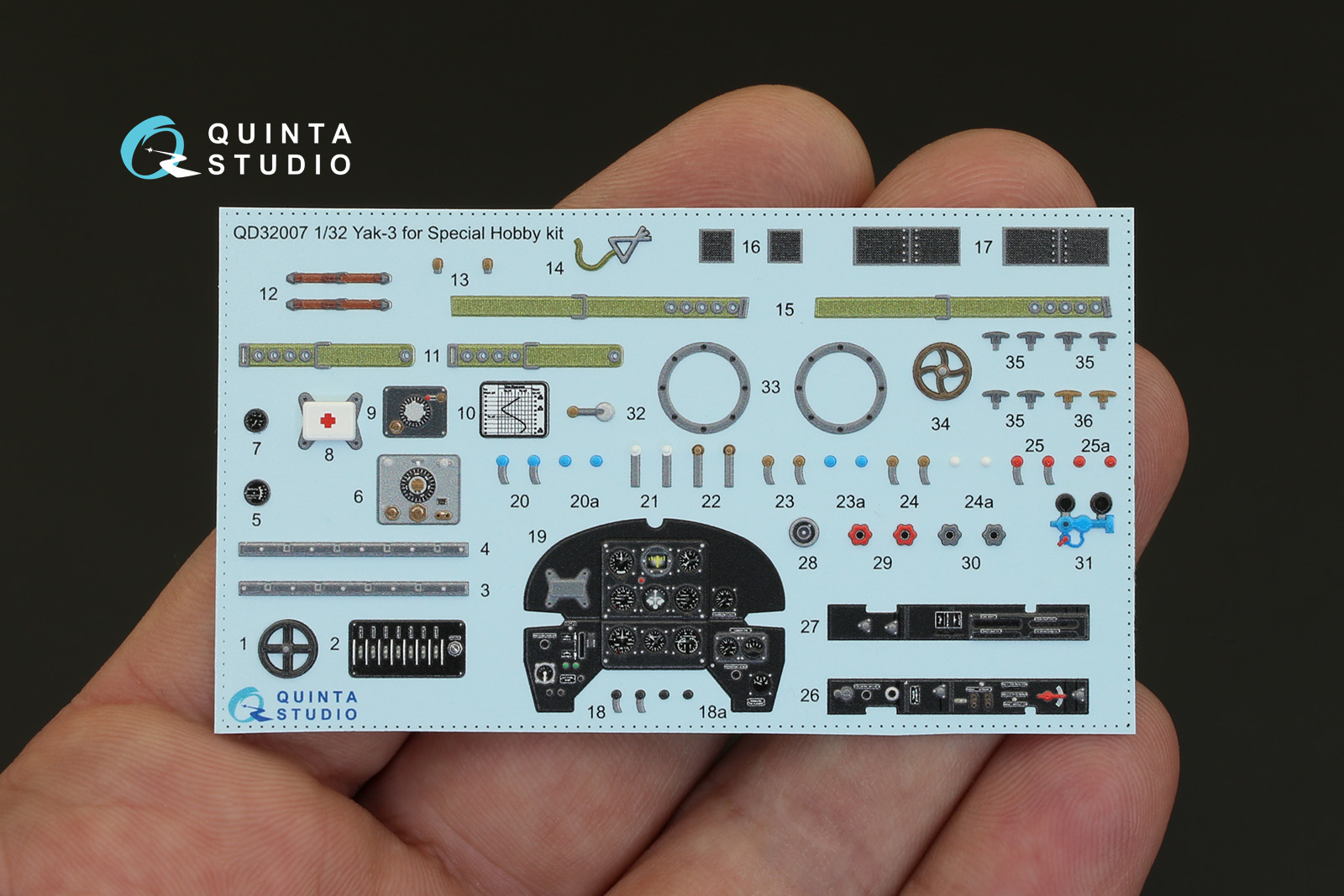 QD32007 3D Декаль интерьера кабины Як-3 (для модели Special Hobby)