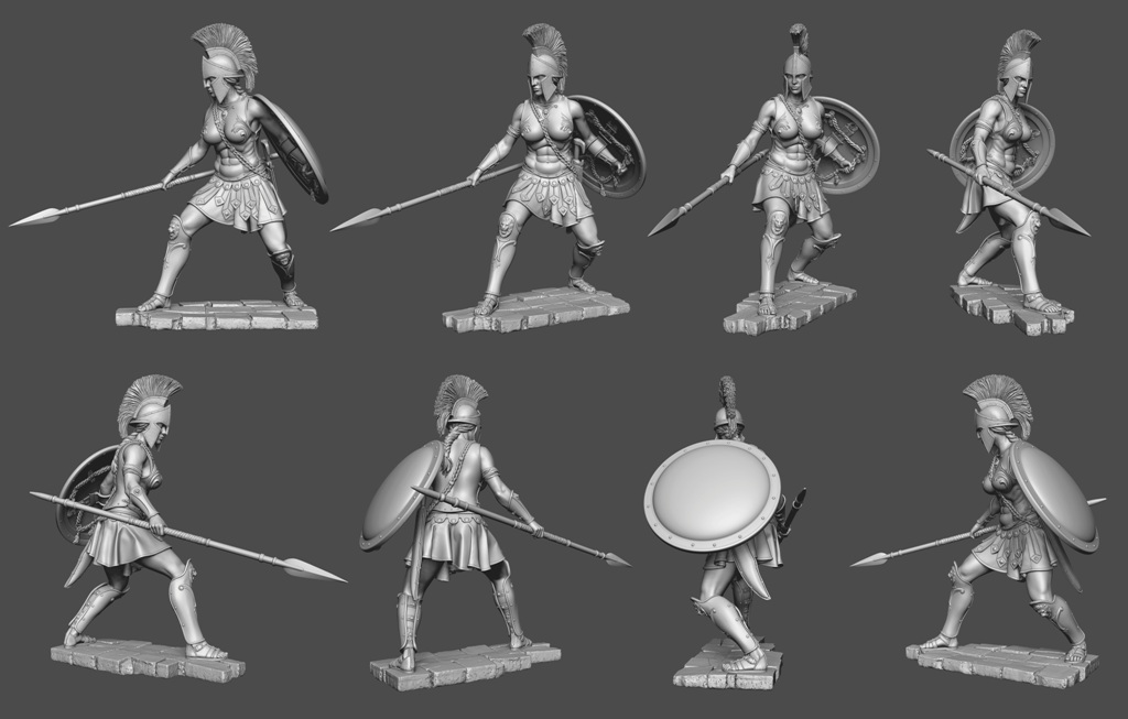 CHM-75075. Спартанская женщина-воин (2 варианта правой руки). 75 мм. Материал - смола. Chronos Miniatures