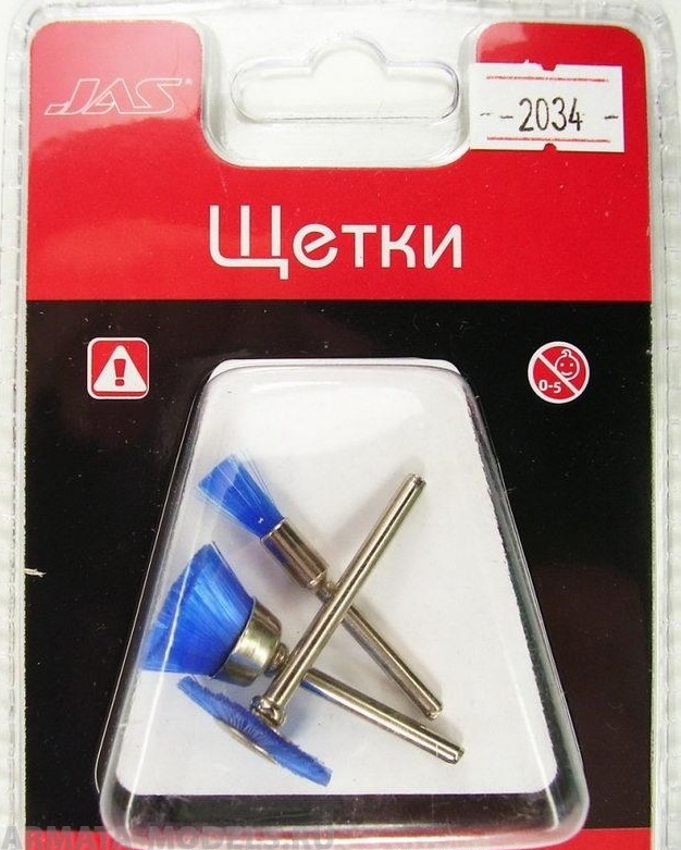 2034 Набор щеток, пластик, 5 мм, 12мм, 21 мм, блистер