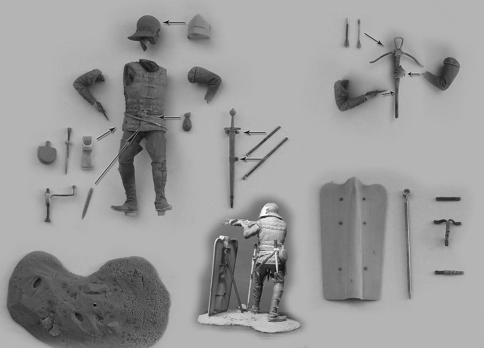 CHM-54109. Бургундский арбалетчик, 1460-75 гг. 54 мм. Материал – смола. Chronos Miniatures