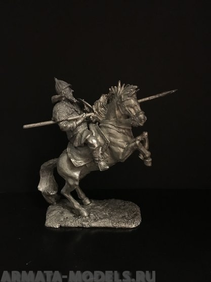 4051ТБ ВИМ, конный русский дружинник с копьем и щитом, 54 мм олово Три Богатыря