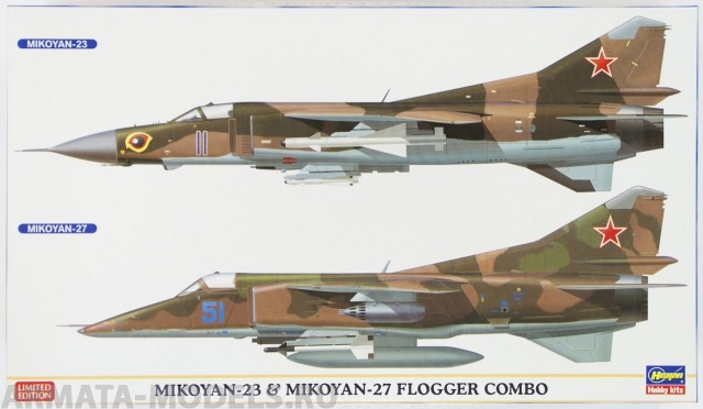 02108 Набор MiG-23 and MiG-27 FLOGGER COMBO (Two kits in the box) Hasegawa