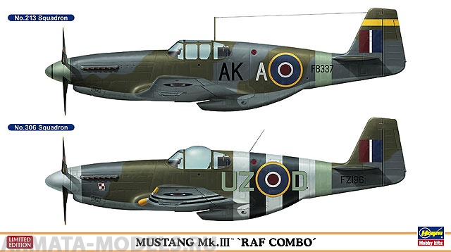 01985 Самолет MUSTANG Mk.III RAF COMBO (Two kits in the box) Hasegawa