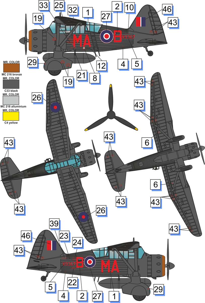 DW72023 Многоцелевой вспомогательный самолет Lysander Mk.III (SD) Dora Wings