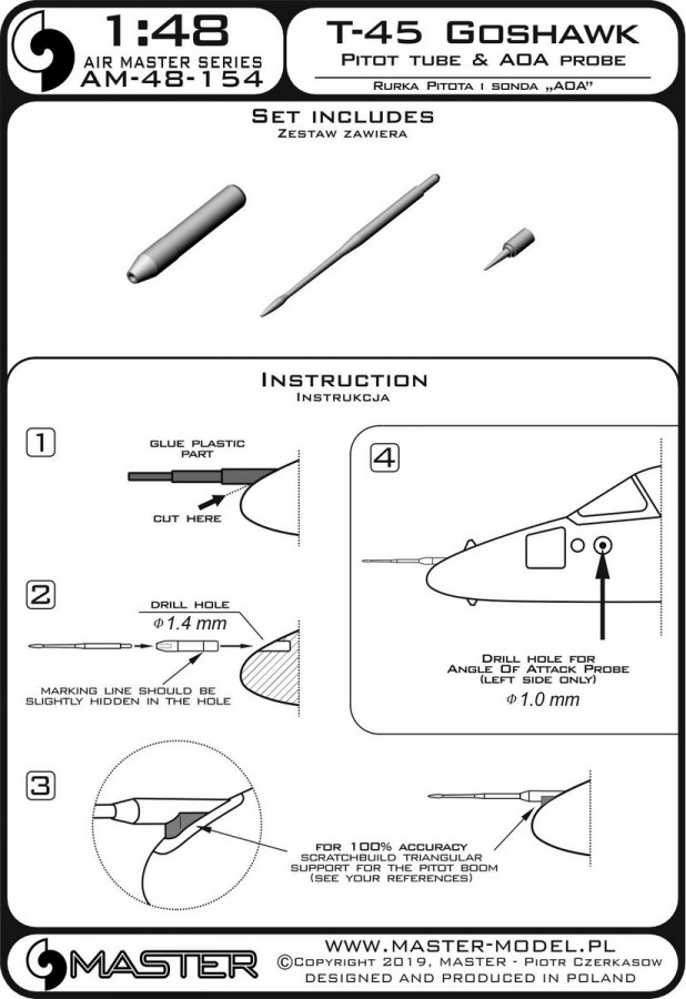 AM-48-154 T-45 Goshawk - Rurka Pitota oraz sonda Angle Of Attack / T-45 Goshawk - Pitot Tube & Angle Of Attack probe