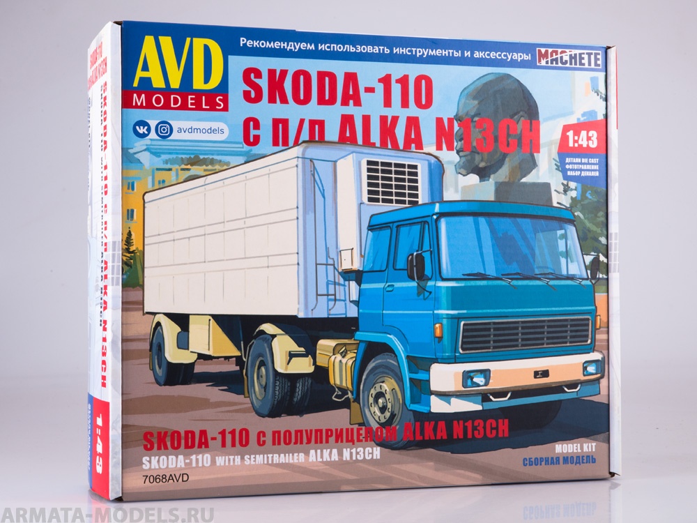 7068AVD Сборная модель Skoda-110 с полуприцепом ALKA N13CH AVD Models