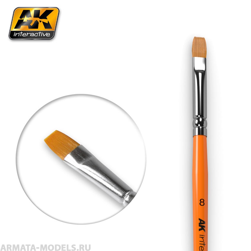 AK-608 Кисть художественная FLAT BRUSH 8 SYNTHETIC