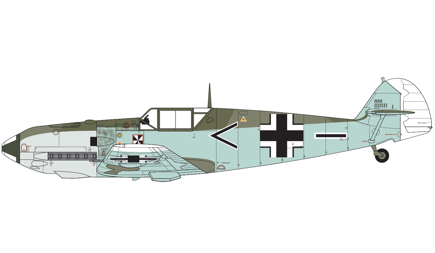 A05120B Самолет Messerschmitt Me109E-4/E-1 Airfix