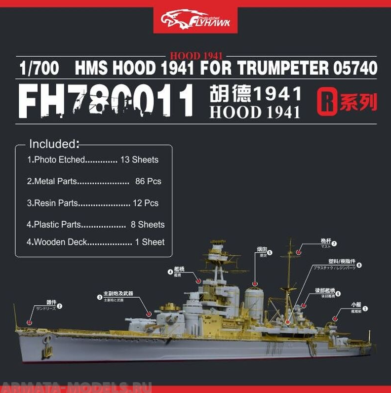 FH780011 HMS Hood 1041 (For Trumpeter 05740)