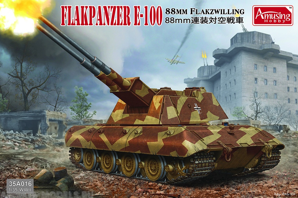 AH35A016 Немецкая зенитная самоходня установка 8,8cm Flakpanzer E-100 Amusing Hobby