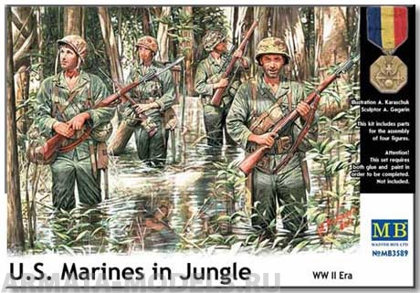 Набор фигурок MB3589 Морские пехотинцы США в джунглях, 2МВ Master Box (MB)