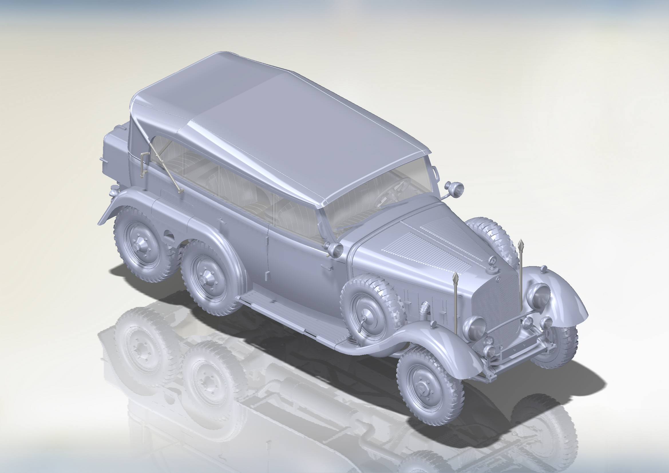 35532 Typ G4 (W31) с раскрытым тентом Германский пассажирский автомобиль II МВ ICM