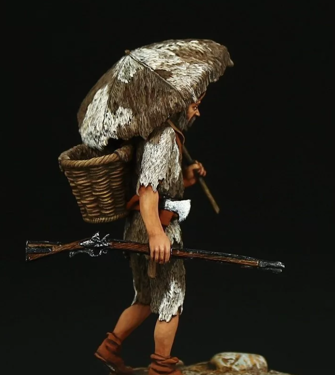 CHM-54088(M). Робинзон Крузо: Следы на песке, 1659-87 гг. 54 мм. Материал - белый металл. Chronos Miniatures