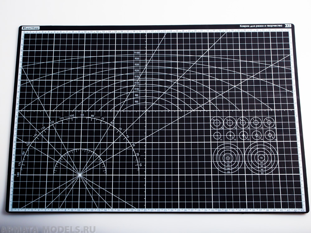 100116RK Коврик для резки А3, 3 слоя, серый черный