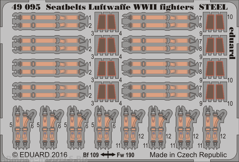 49095ED Комплект фототравления Seatbelts Luftwaffe WWII fighters STEEL