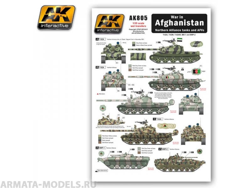 AK805 Декаль  War in AFGHANISTAN Nosthern Alliance tanks and AFV