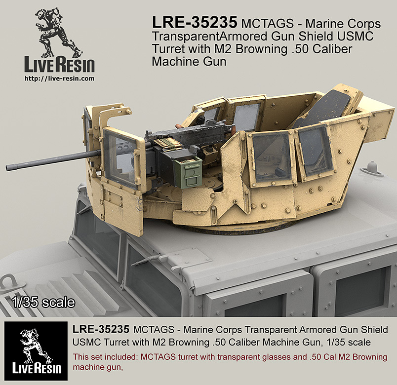LRE35235 Бронированная башня для бронетехники Корпуса Морской Пехоты США MCTAGS с пулемётом M2 Browning .50 Caliber. Пулемёт M2 входит в набор.
