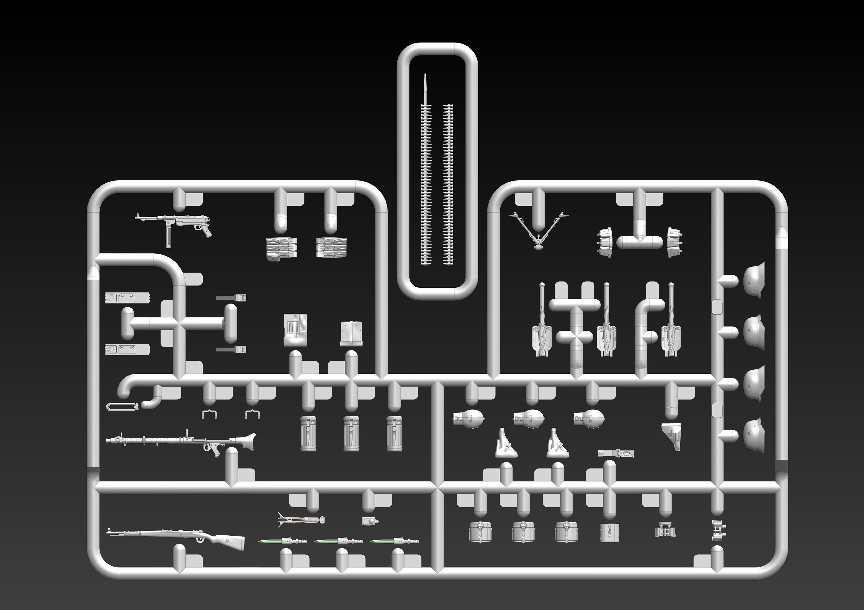 Набор фигурок 35638 Оружие и снаряжение Германской пехоты ІІ МВ ICM