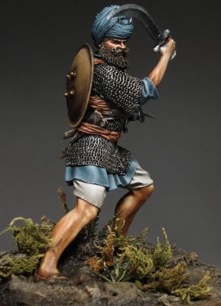 CHM-54009(M). Воин – Акали, армия Сикхов. Индия, XVIII-XIX века. 54 мм. Материал -белый металл. Chronos Miniatures