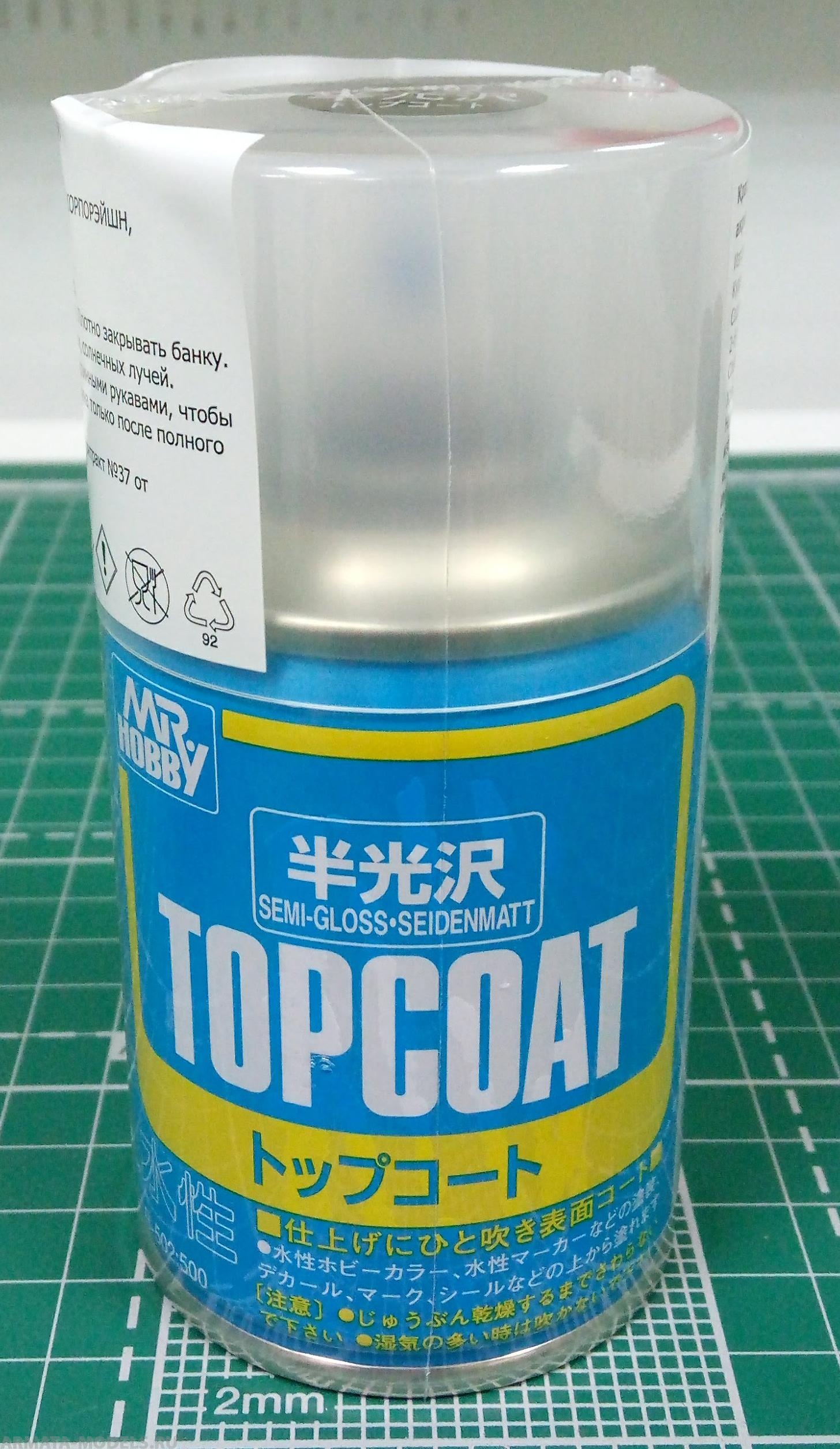B-502 Лак полуматовый т.м.MR.HOBBY Topcoat Semi-gloss Spray 86мл