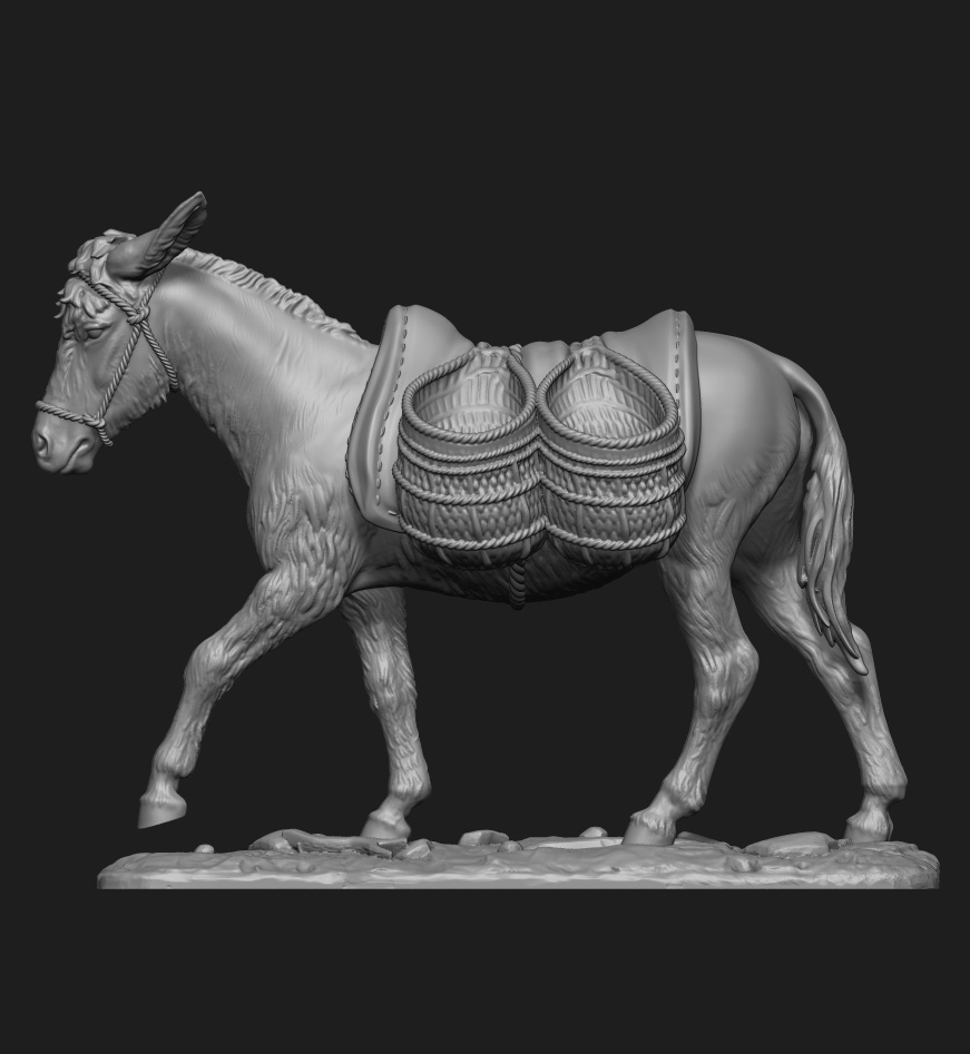 CHM-54139(M). Животные: Осел с корзинами. 54 мм (1/30). Материал - белый металл. Chronos Miniatures