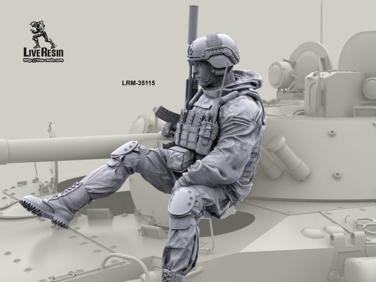 LRM35115 Современные Российские солдаты на броне БМП, Танка - командир Live Resin