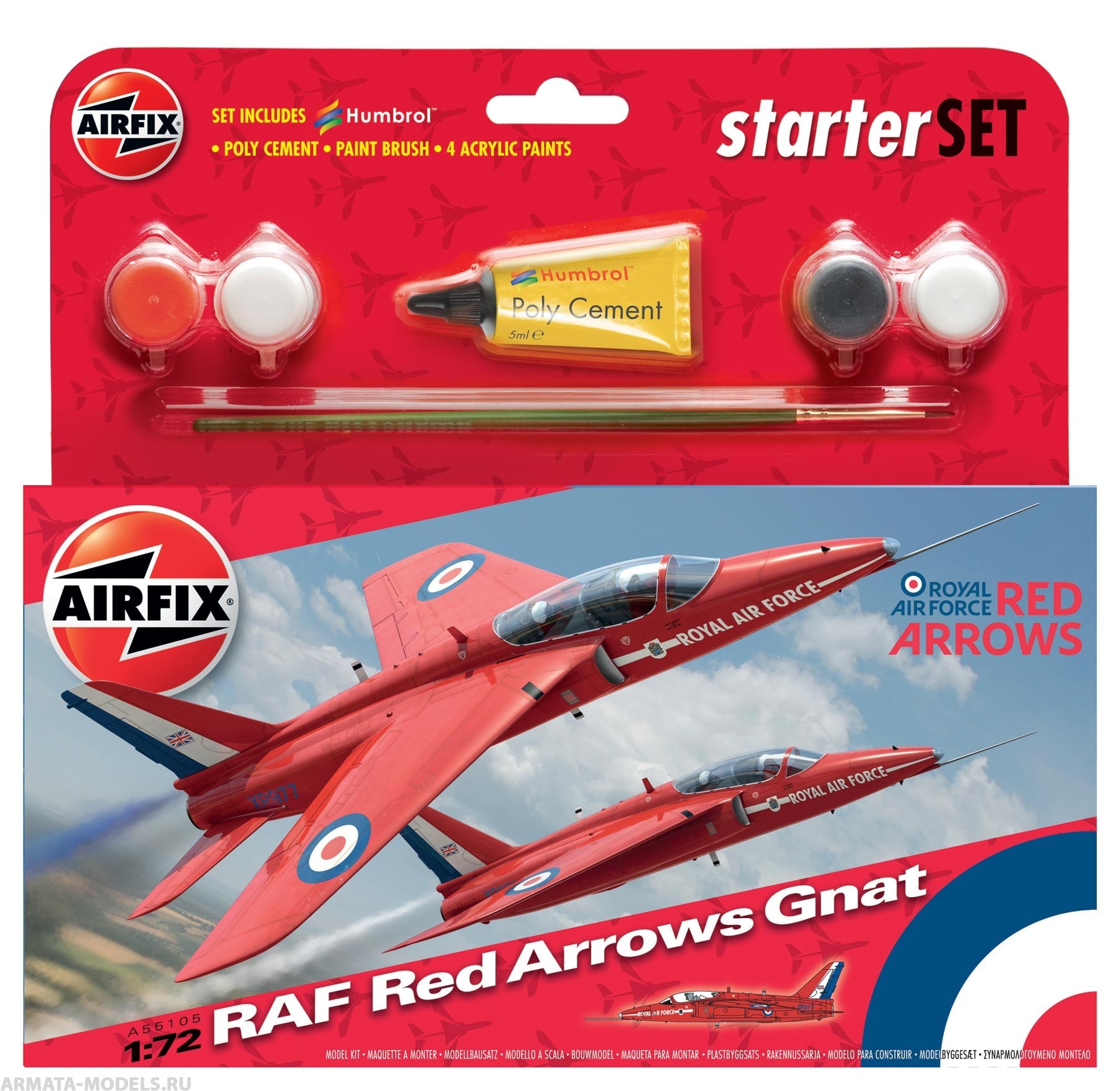A55105  Самолет  RAF Red Arrows Gnat Airfix