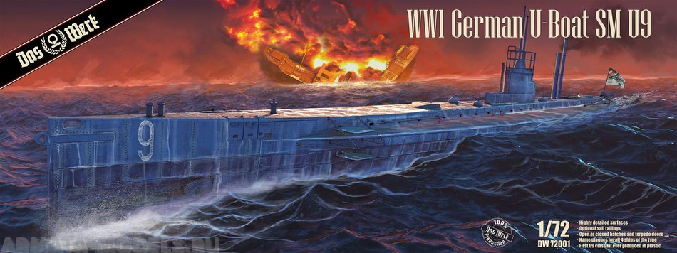 DW72001 Немецкая подводная лодка времен ВМВ 1/72 S.M. U-Boot 9 Das Werk