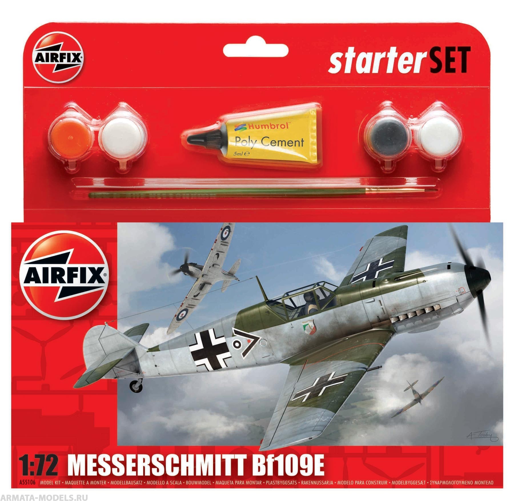 A55106  Самолет Messerschmitt Bf109E-3 Airfix