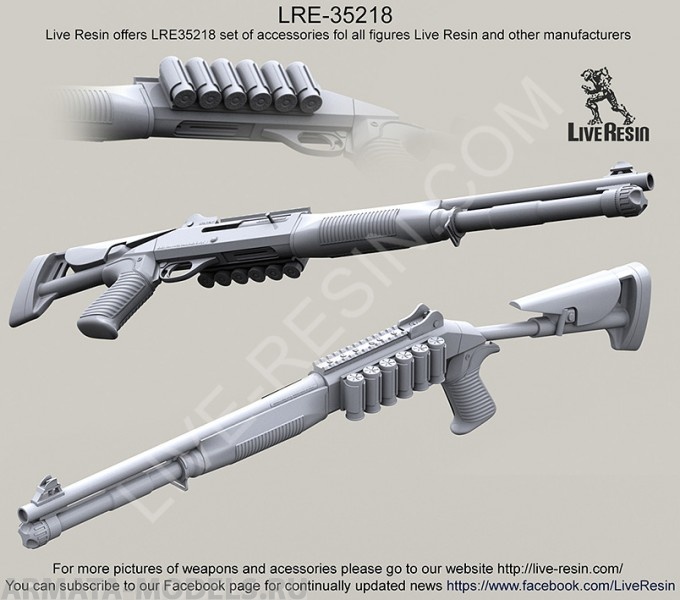 LRE35218 Тактический дробовик M1014 ( Benelli M4 Super 90) с ускорителем заряжания,  с открытым и закрытым прикладом