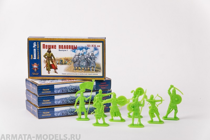 WAB001Green Набор фигур Пешие половцы (зеленый) Воины и Битвы