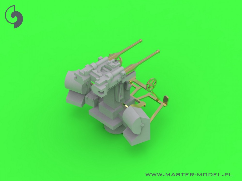 SM-350-103 French Twin Mount 37 мм / 50 (1,46 дюйма) Модель 1933 - (смола, полиэтилен и токарные детали) - (4 шт.)