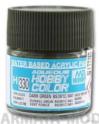 H330 Краска водоразбавляемая художественная т.м. MR.HOBBY  10мл  DARK GREEN