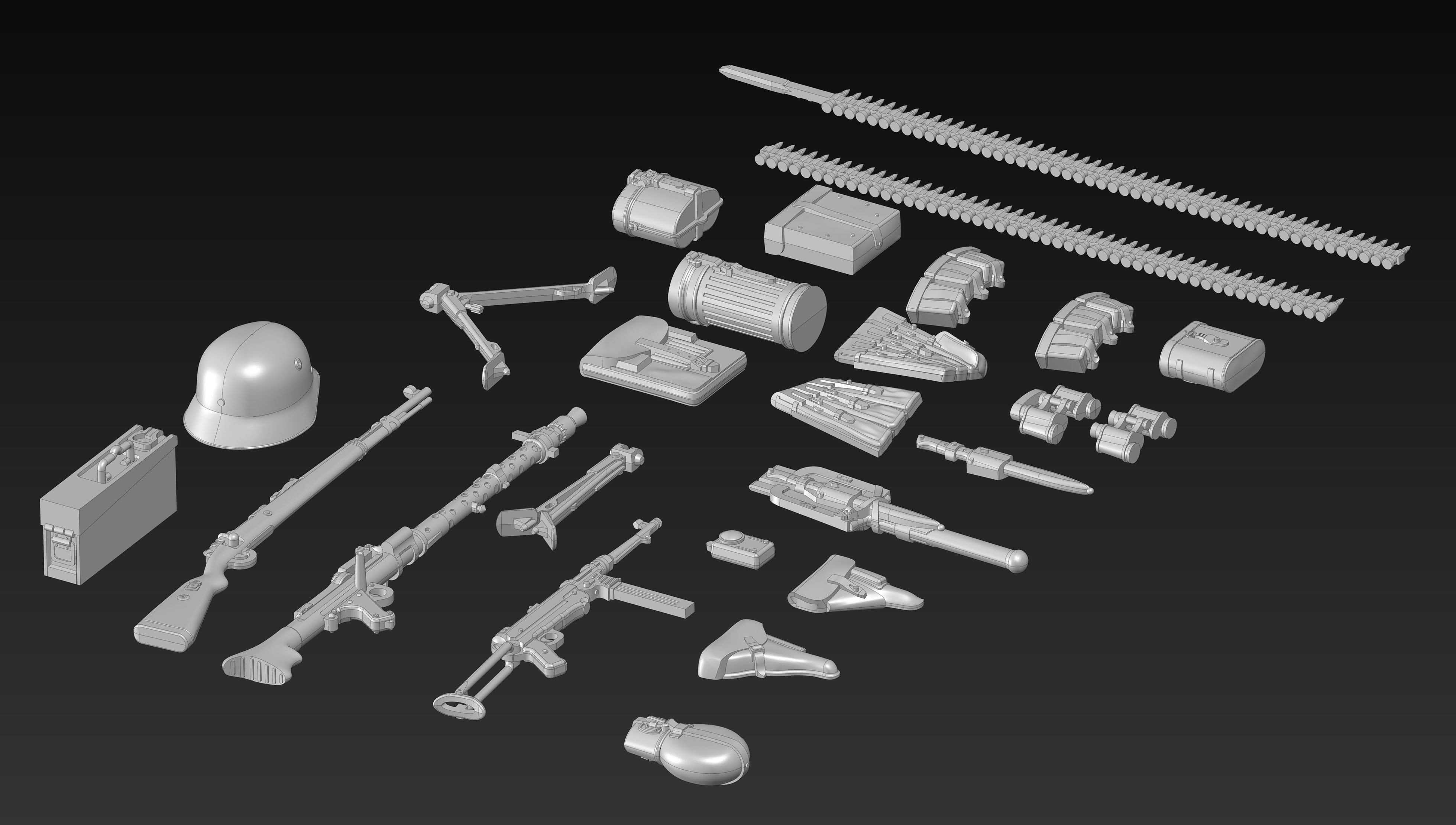 Набор фигурок 35638 Оружие и снаряжение Германской пехоты ІІ МВ ICM