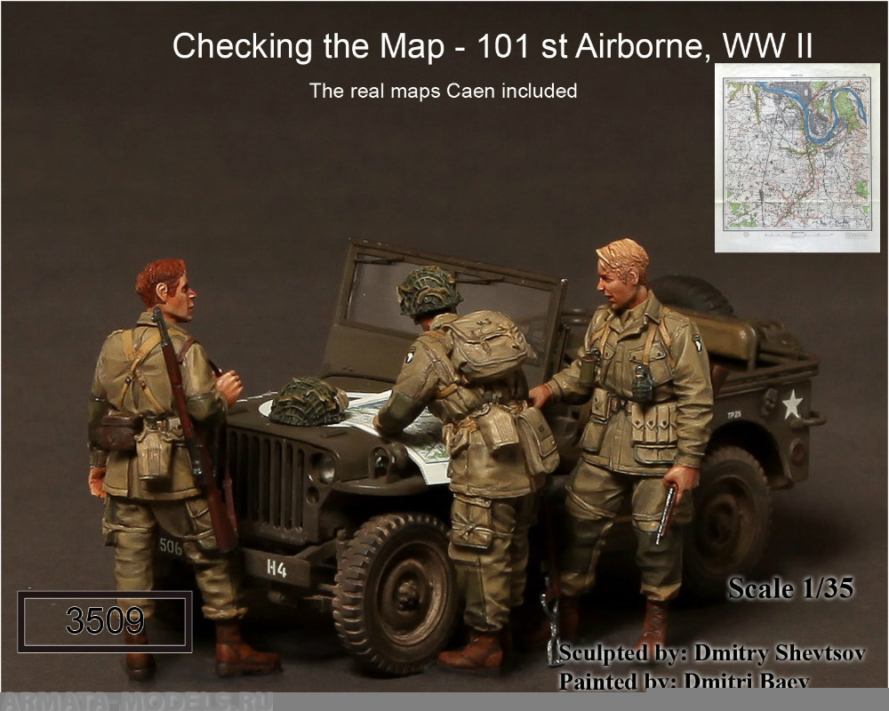 3509SOGA  Checking the Map - 101st Airborne, WWII SOGA Miniatures