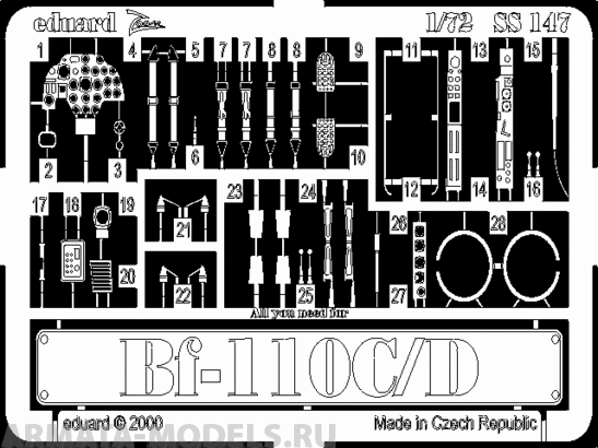 SS147 Фототравление Bf-110 C/D  for italeri kit