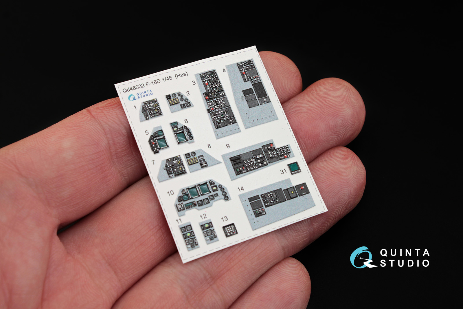 QD48032 1:48 3D Декаль интерьера кабины  F-16D (для модели Hasegawa)