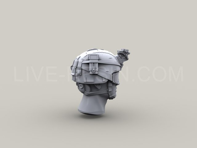 LRE35024 Шлем  армии США ACH-MICH в чехле с креплением ночных очков NVG PVS 7-14-15 и  очками ESS profile опущенными на лицо