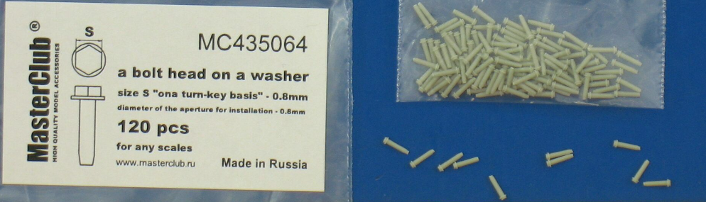 MC435064  головка болта с шайбой, размер под ключ - 0.8mm;  диаметр отверстия для монтажа-0.8mm;   120 шт.
