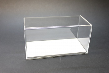 AM35686 Бокс прозрачный премиум 3мм колпак, 3+3 основание, белый глянец  (табличка в комплекте)