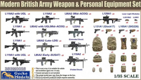 35GM0026 Modern British Army Weapon & Equipment Set GECKO MODELS