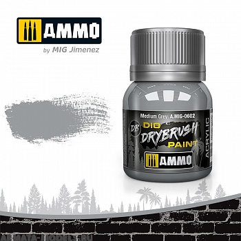 AMIG0602 Ammo Mig Краска акриловая DRYBRUSH  Medium Grey