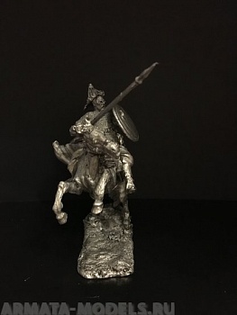 4057ТБ ВИМ, конный монгол с копьем и шитом, 54 мм, олово