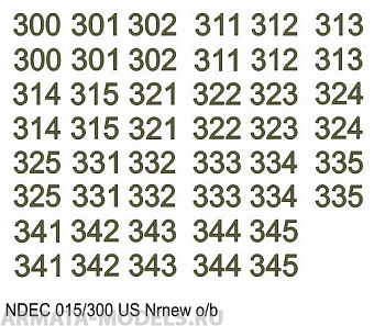 NDEC015/300 Бортовые номера современной американской БТТ. Цвет черный + оливковый